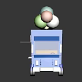 Blue Ice Cream Truck With Striped Awning Waffle Cones And Ice Cream Scoops On Roof