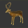 Brown Deer With Large Antlers Standing On Black Background With Reflection 3d model