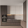 Modern Kitchen Interior Design With Wooden White Cabinets Marble Island And Built in Oven