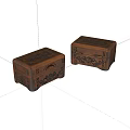 Two Small Ornate Wooden Boxes With Intricate Carved Floral Patterns