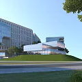 Modern Industrial Park With Glass Curtain Wall Buildings Green Lawns And Trees