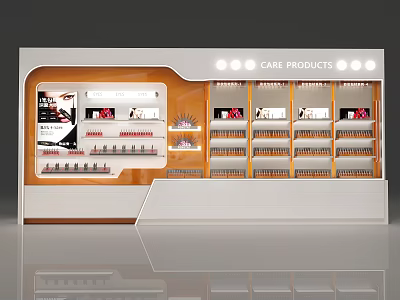 Modern Care Products Display Cabinet With Multiple Shelves And Lighting 3d model
