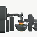 Industrial Furnace with Mechanical Arm and Circular Container for High Temperature Metal Processing