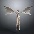 Winged Humanoid Decorative Figurine With White Body And Red Chest Gem For Home Decor