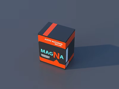 Stylish Decorative Accessory Ornament Set With Black Orange Cube Design Red Stripe And Magna Label 3d model
