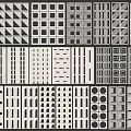 Architectural Grille Panels with Diverse Geometric Patterns for Building Facades 3d model