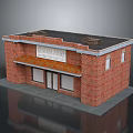 General Store Building With Red Brick Facade Awning Sign Front Doors And Windows 3d model
