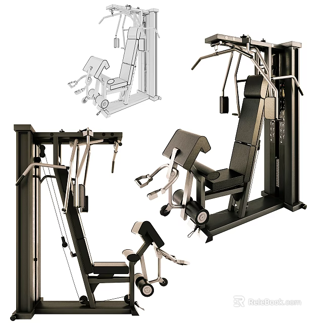 Fitness Equipment Multi functional Exercise Machine With Adjustable Seats Metal Frame And Multiple Angle Views 3d model 