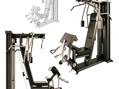 Fitness Equipment Multi functional Exercise Machine With Adjustable Seats Metal Frame And Multiple Angle Views 3d model