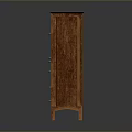 Classic Wooden Storage Cabinet With Glass Panel Doors Drawers And Metal Handles In Brown Finish