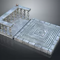 Stone Balcony Floor Design With Geometric Pattern And Balustrade Spherical Finials