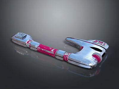 Sleek Silver And Pink Cosmic Spaceship Model With Futuristic Modules And Aerodynamic Design 3d model
