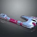 Sleek Silver And Pink Cosmic Spaceship Model With Futuristic Modules And Aerodynamic Design
