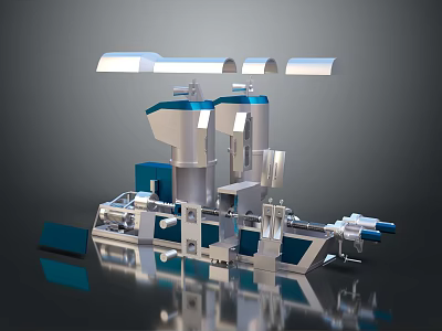 Industrial Processing Equipment With Stainless Steel Structure And Blue Mechanical Components 3d model
