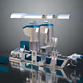 Industrial Processing Equipment With Stainless Steel Structure And Blue Mechanical Components