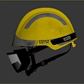 Game Movie Character Wearing Yellow Safety Helmet With Silver Stripes Black Visor And MTR Logo
