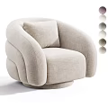 Beige Rounded Leisure Chair With Curved Armrests Plush Cushion And Color Options