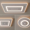 Modern Square And Round Ceiling Light With Illuminated LED Strips Design 3d model