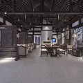 Traditional Chinese Interior Design With Wooden Ceiling Carved Screens And Elegant Furniture