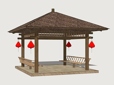 Thatched Pavilion Leisure Gazebo Holiday Gazebo 3d model