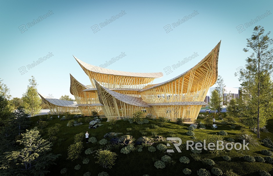 Modern Bamboo House Visitor Center model