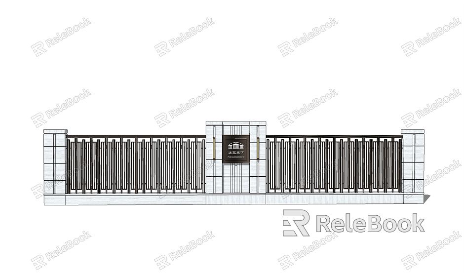 Modern landscape wall, landscape wall, residential area wall, wrought iron wall, wall protection model