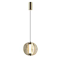 Modern Brass Pendant Light With Round Bamboo Pattern Shade And Adjustable Hanging Cord 3d model