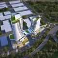 Aerial Planning of Urban Modern High Rise Development with Greenery Road Network and Surrounding Area