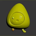Cute Red Strawberry Shaped Cartoon Character With Yellow Feet Facial Expression And Purple Spots