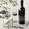 Tableware Set With Plates Bowl Utensils Vase Olive Branches Blueberries Wine Glasses And Condiment Jars