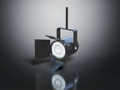 Modern Black Furniture Spotlight With Adjustable Shade Stand And Round Reflective Head 3d model