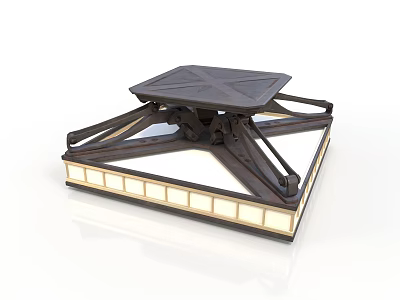 Industrial Mechanical Equipment With Square Top Supporting Frame And Bottom Panels With Lights 3d model