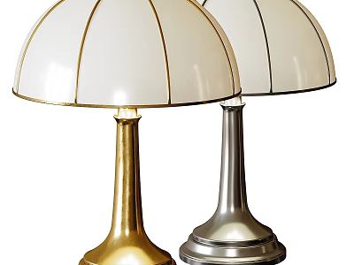 Elegant Table Lamps with White Shades and Gold Silver Bases for Home Decor 3d model