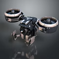 Detailed Futuristic Mechanical Drone 3D Model With Dual Propellers And Camera