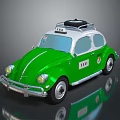 Green And White Vintage Beetle Taxi With Roof Rack And Door TAXI Sign