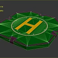Green Octagonal Platform Design With Yellow H Letter And White Circle 3d model