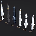 Space Rocket Models Collection Featuring Ariane 5 Falcon 9 Soyuz And GSLV Types 3d model