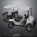 Modern White Golf Cart With Stylish Canopy Black Seats And Sleek Black Wheels