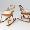 Traditional Wooden Rocking Chairs With Armrests Comfortable Seats And Curved Rocking Legs