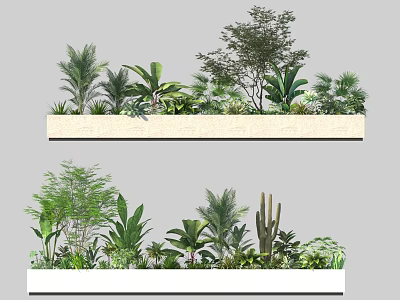 Garden Landscape Design With Various Tropical Palms Native Shrubs And Lush Greenery 3d model