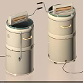 Vintage Cylindrical Washing Machines Featuring Retro Metal Handles And Classic Design