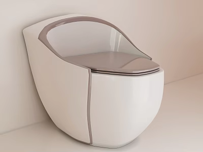 Modern White Toilet With Sleek Rounded Shape And Accent Lines 3d model