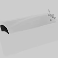 Modern White Bathtub Design With Black Cushion And Metal Support Legs