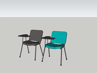 Gray And Teal Leisure Chairs With Armrests Side Tables And Metal Legs 3d model