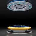 Floating Circular Devices With Blue Accents And Yellow Base Technological Design 3d model
