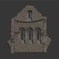 European Architecture Ruins With Stone Structure Arched Windows And Columns 3d model