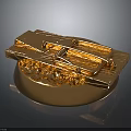 Golden Household Mousetrap With Wooden Plate And Metal Spring Mechanism Displayed On Base