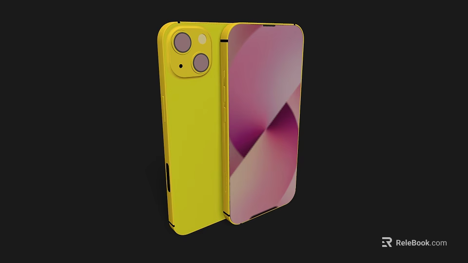 Yellow Smartphone Design With Dual Camera Module And Gradient Screen 3d model 