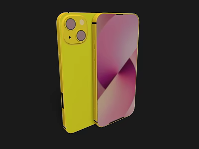Yellow Smartphone Design With Dual Camera Module And Gradient Screen 3d model
