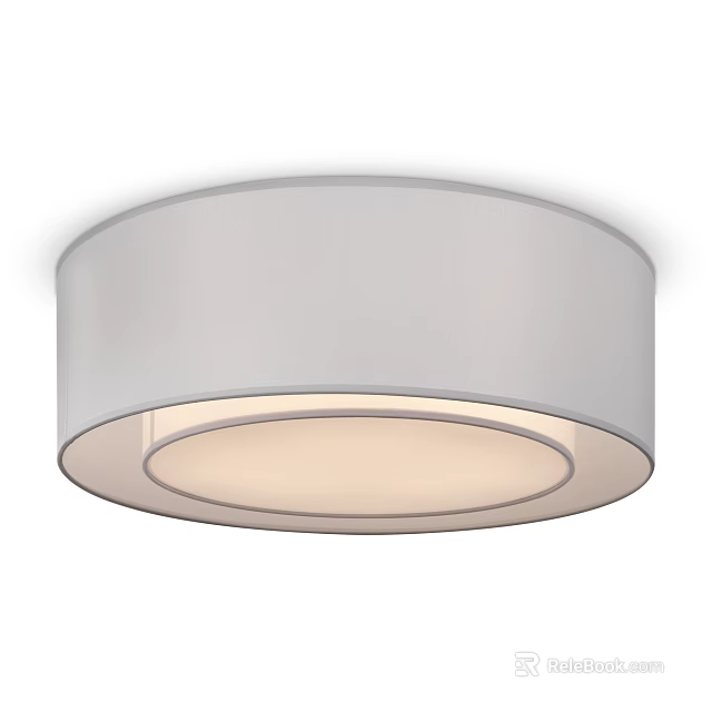Elegant Modern Round Ceiling Light With Fabric Shade And Soft Glow 3d model